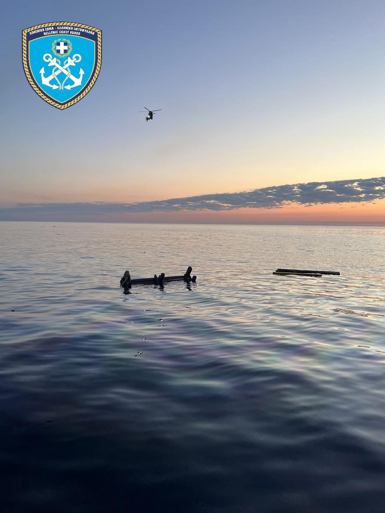 The Greek Coast Guard was seen during its search and rescue operation for a sinking ship off the island of Andros in the Aegean Sea, on May 6, 2026. (Photo via Greek Coast Guard)