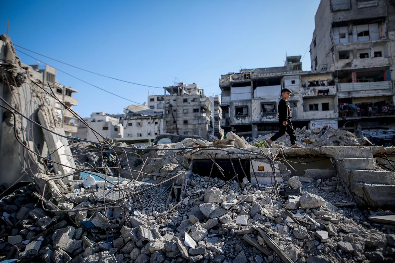 A view shows heavy destruction at a police facility following a strike in the Sheikh Radwan neighborhood of Gaza City, Gaza, Palestine, May 5, 2026. (AA Photo)