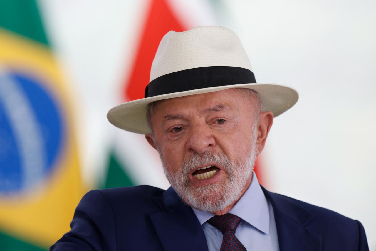 Brazilian President Luiz Inacio Lula da Silva speaks during a ceremony for the presentation of credentials by new foreign ambassadors to Brazil, at the Planalto Palace, in Brasilia, Brazil, May 6, 2026. (AFP Photo)