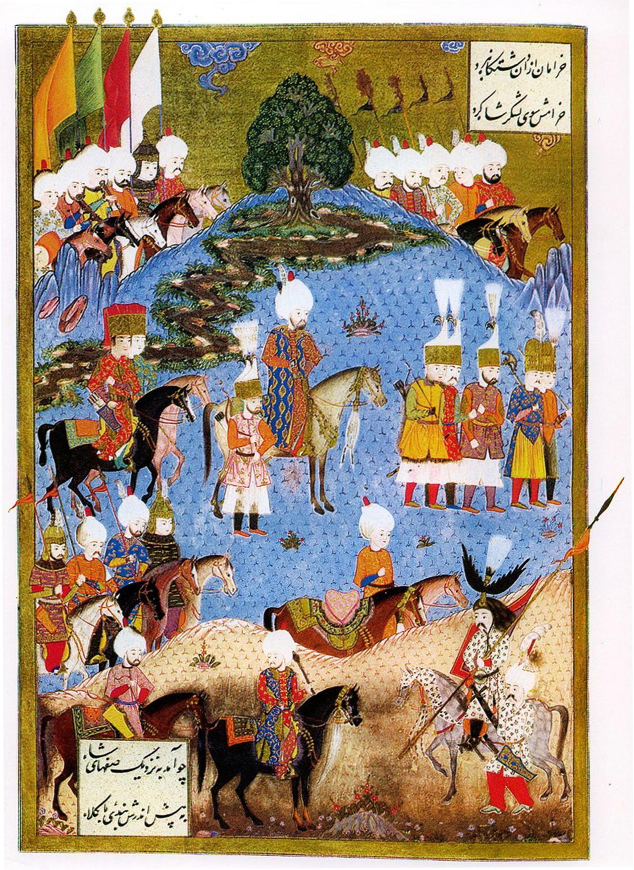 Ottoman miniature depicting Sultan Suleiman I’s campaign to Nakhchivan in the South Caucasus, from a 16th-century manuscript by Nakkas Osman, Topkapi Palace Museum. (Image via Wikimedia)