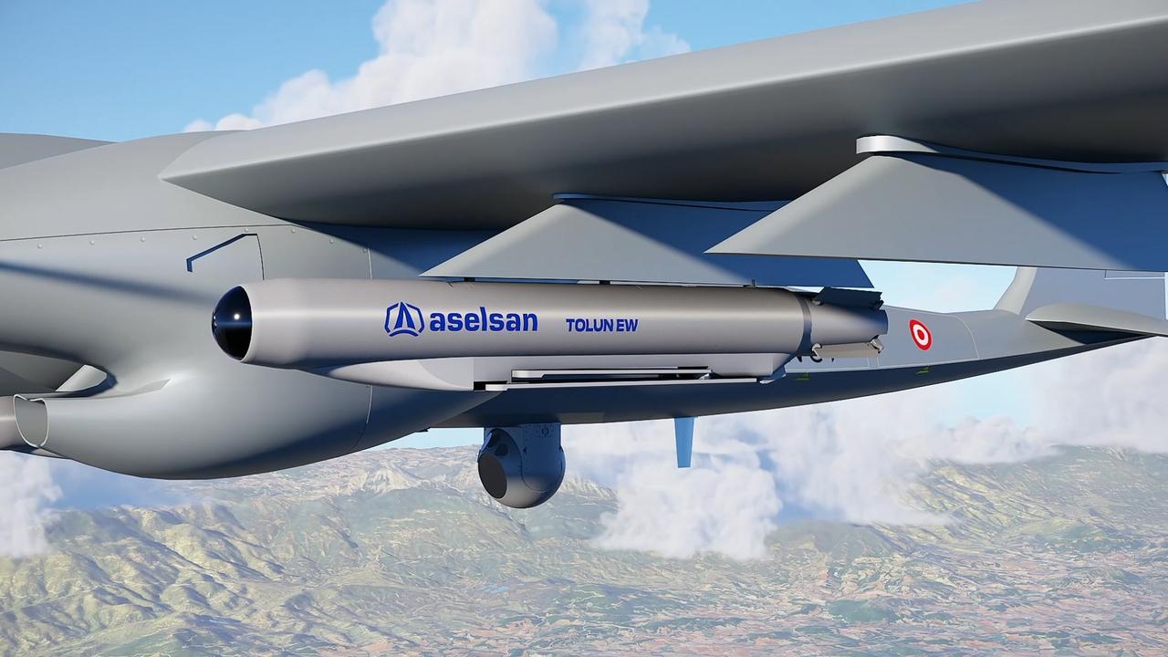Aselsan's Tolun-EW, a long-range loitering munition with electronic warfare capability. (Photo via screengrab from Aselsan's video/Handout)