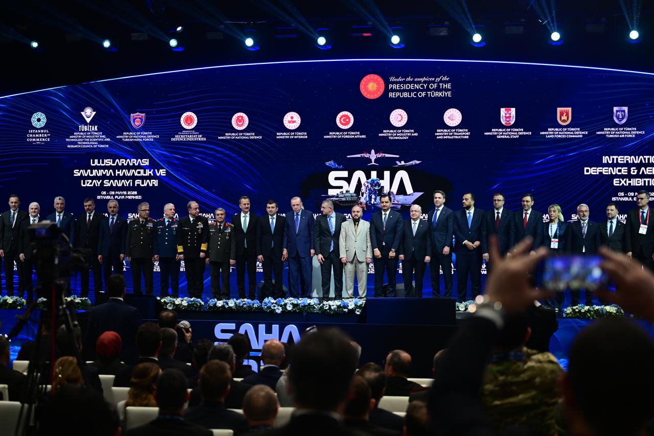 Turkish President Recep Tayyip Erdogan attends the SAHA 2026 International Defence and Aerospace Exhibition Closing Event at Istanbul Expo Center in Istanbul, Türkiye on May 08, 2026. (AA Photo)