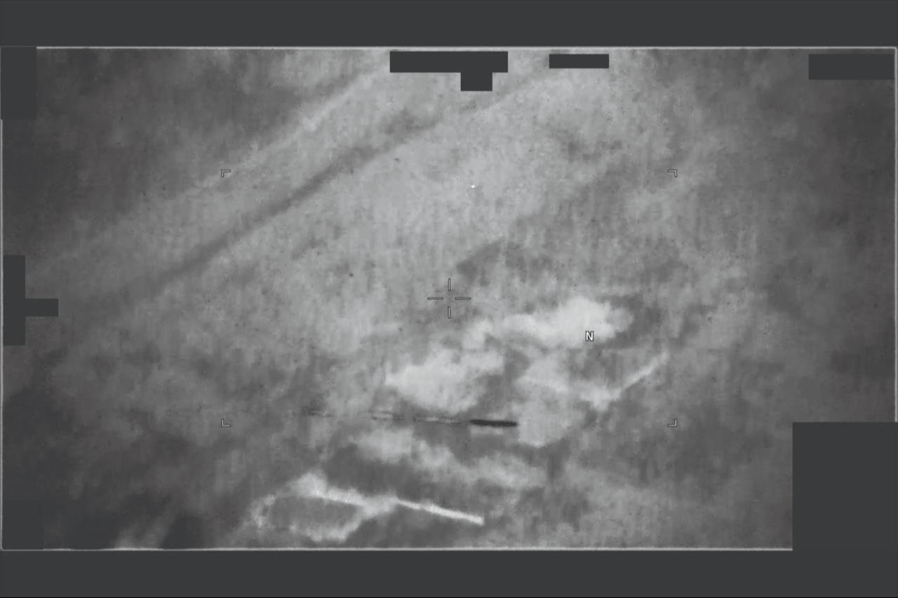 This handout image released by the US Department of Defense on May 8, 2026, shows what the Department of Defense and FBI say is a still from a video that a US military operator reported as featuring UAP flying across their screen.