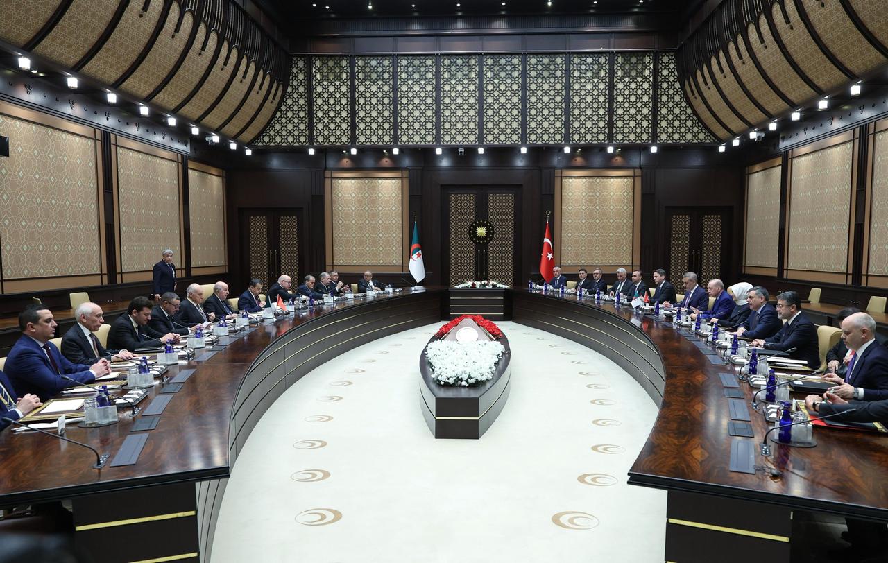 President Recep Tayyip Erdogan and Algerian President Abdelmadjid Tebboune chair the Türkiye-Algeria High-Level Strategic Cooperation Council meeting at the Presidential Complex in Ankara, Türkiye, May 7, 2026. (Photo via X/aBayraktar1)