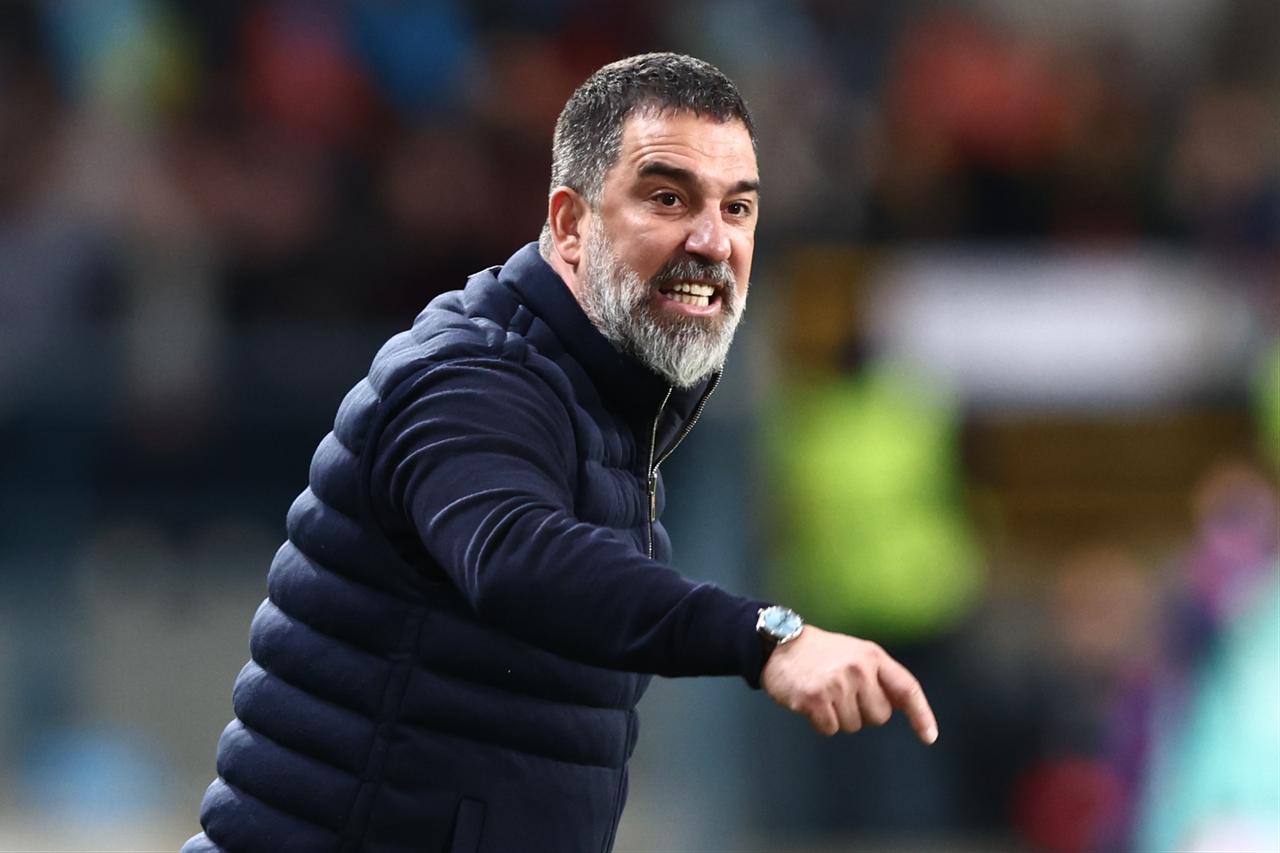 Head coach of Shakhtar Donetsk Arda Turan during the UEFA Conference League semi-final match between Shakhtar Donetsk and Crystal Palace at Henryk Reyman Municipal Stadium in Krakow, Poland, April 30, 2026. (AA Photo)