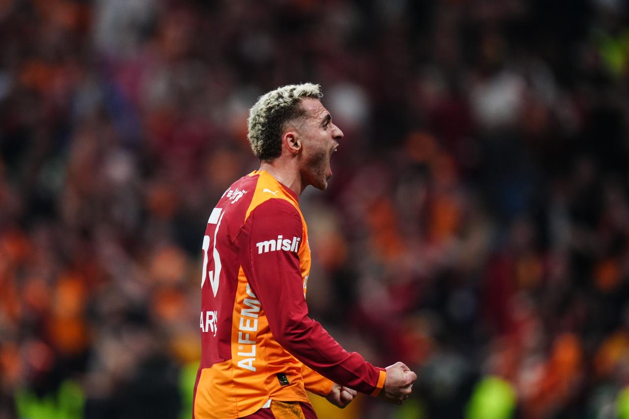 Baris Alper Yilmaz of Galatasaray celebrates his team's goal during the Turkish Super Lig week 33 football match between Galatasaray and Hesap.com Antalyaspor at RAMS Park in Istanbul, Türkiye on May 09, 2026. (AA Photo)