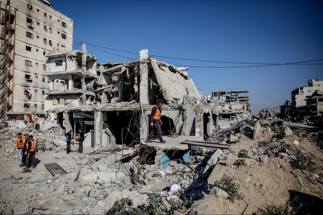 A view shows heavy destruction at a police facility following a strike in the Sheikh Radwan neighborhood of Gaza City, May 5, 2026. (AA Photo)
