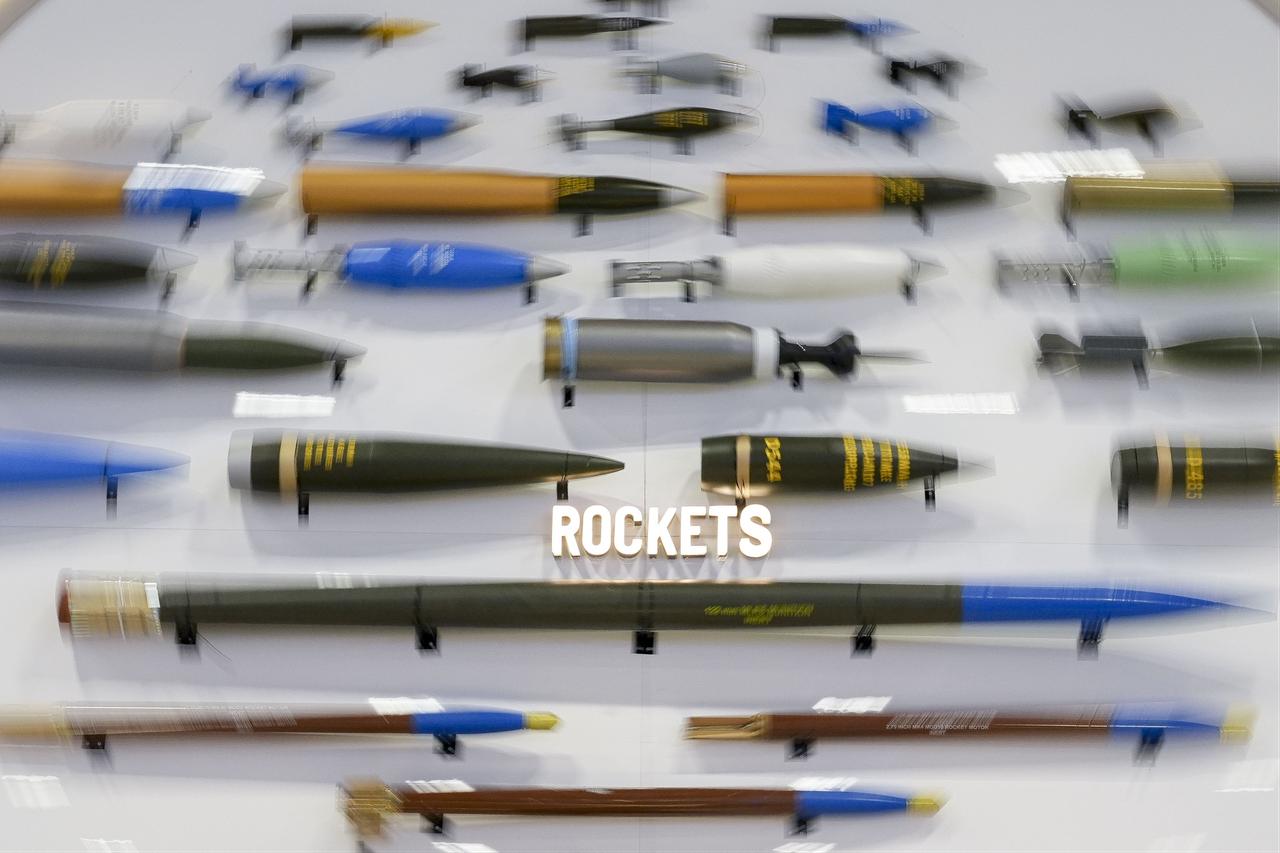 Rockets are displayed during the SAHA 2026 International Defense, Aerospace and Space Industry Fair in Istanbul, Turkiye, on May 8, 2026. (AA photo)