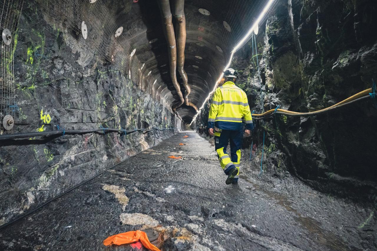 Worker walking in one of the tunnels at the Onkalo nuclear repository in Eurajoki, southwestern Finland, May 18, 2026. (AFP Photo)