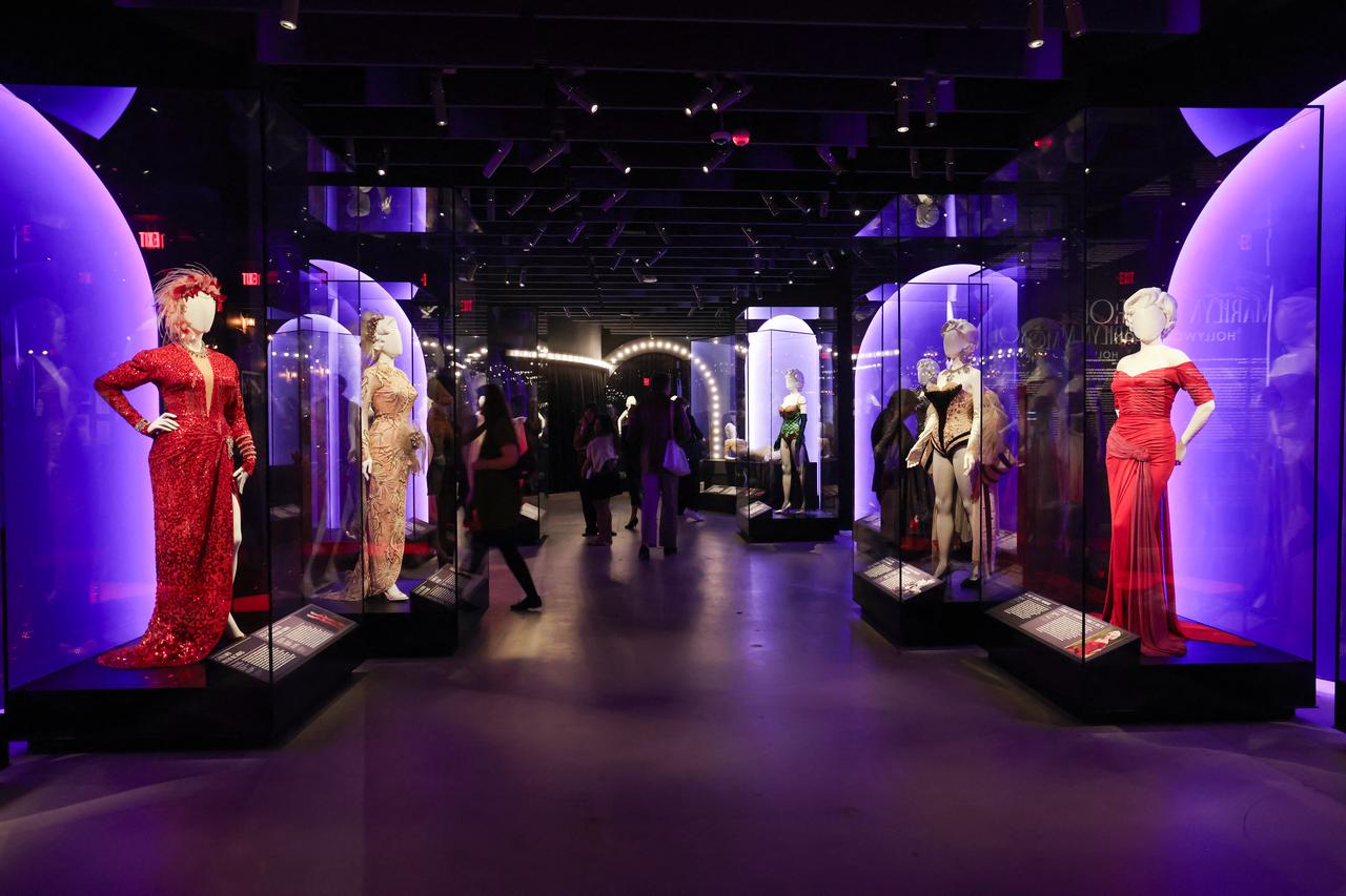Dresses worn by Marilyn Monroe on display during the Exhibition Preview for "Marilyn Monroe: Hollywood Icon", May 27, 2026. (AFP Photo)