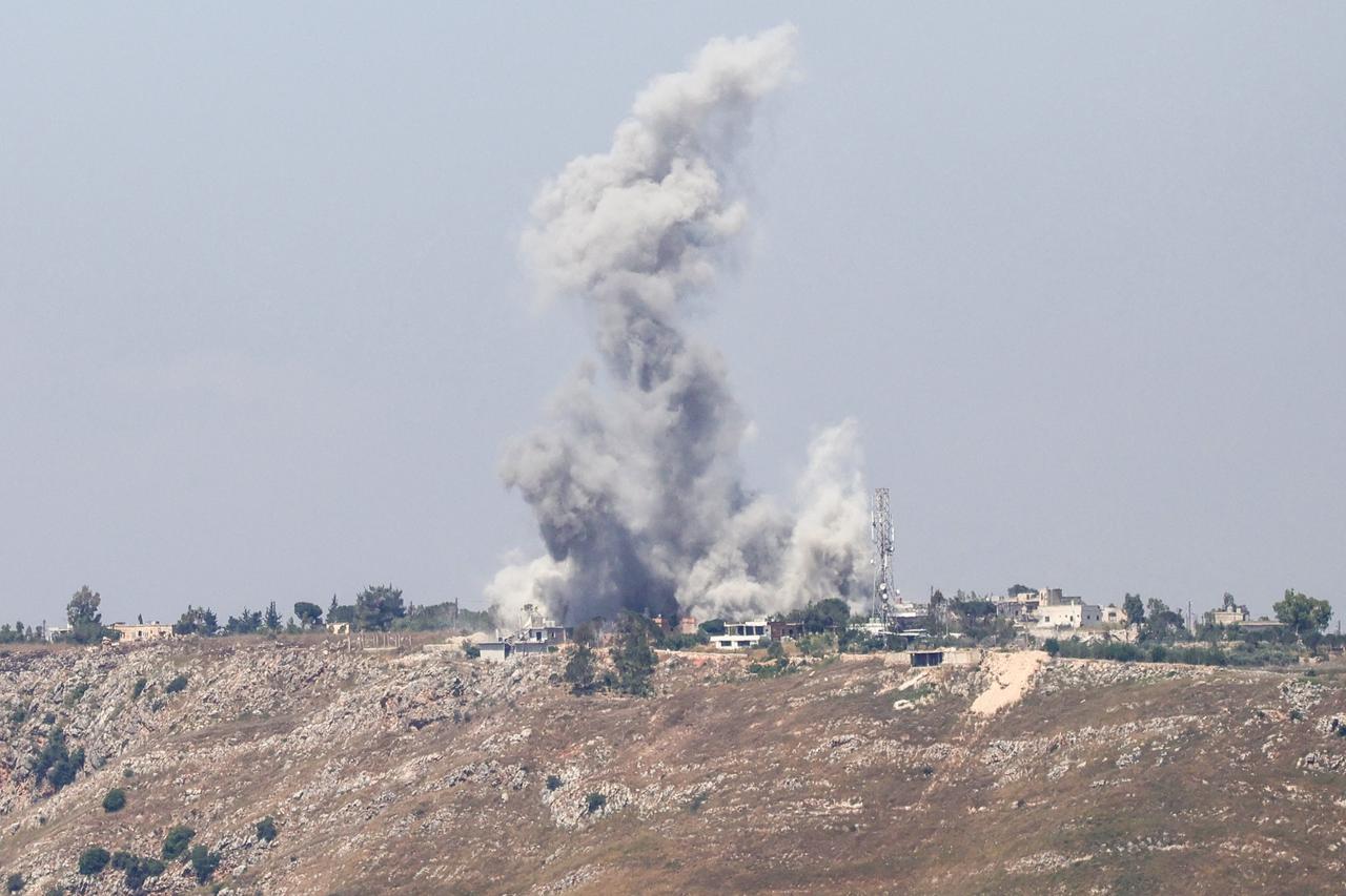 A photograph taken from the southern area of Marjayoun shows smoke rising from the site of an Israeli airstrike in the Lebanese village of Arnoun on June 1, 2026. (AFP Photo)