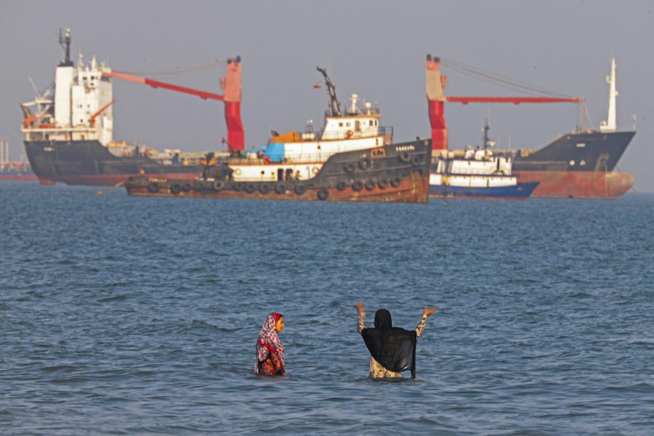 In this picture obtained from Iran's ISNA news agency on June 1, 2026, Iranians swim at Suru Beach in Bandar Abbas along the Strait of Hormuz. (ISNA/AFP Photo)