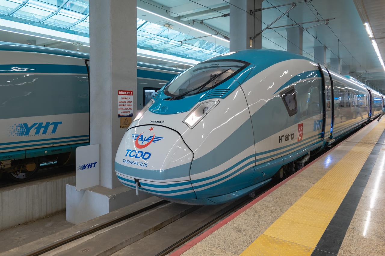A high-speed train waits to pick up passengers at Sogutlucesme Station in Istanbul, Türkiye, Sept. 17, 2023. (Adobe Stock Photo)