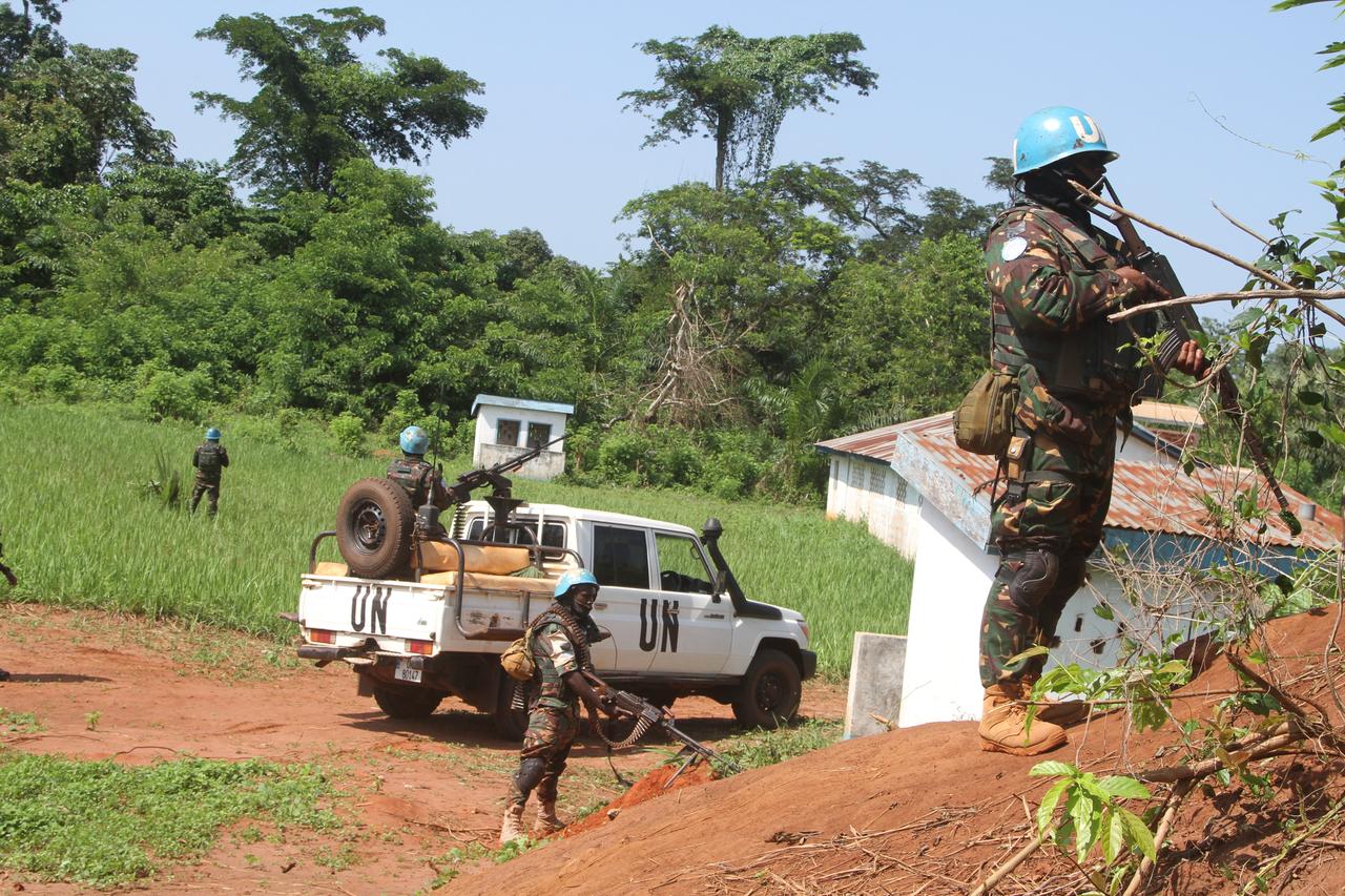 Tanzanian peacekeepers of the United Nations Multidimensional Integrated Stabilisation Mission in the Central African Republic (MINUSCA) patrol near Carnot, May 23, 2026. (AFP Photo)