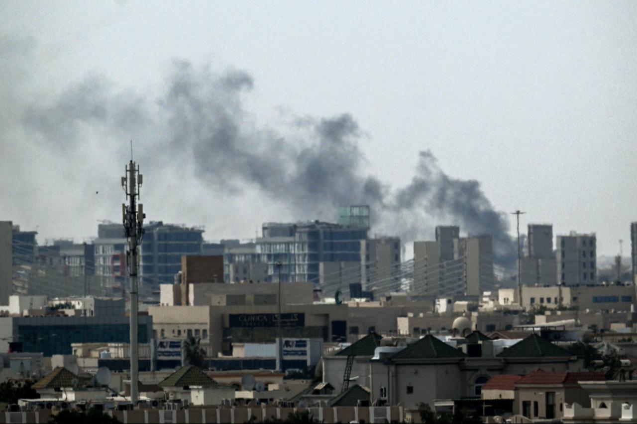 A plume of smoke rises over buildings in Doha, Qatar, March 5, 2026. (AFP Photo)