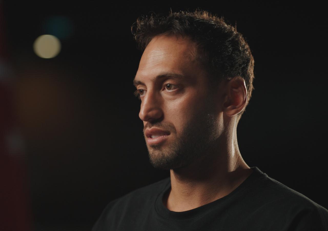 Türkiye captain Hakan Calhanoglu speaks during an interview ahead of the 2026 FIFA World Cup. (AA Photo)