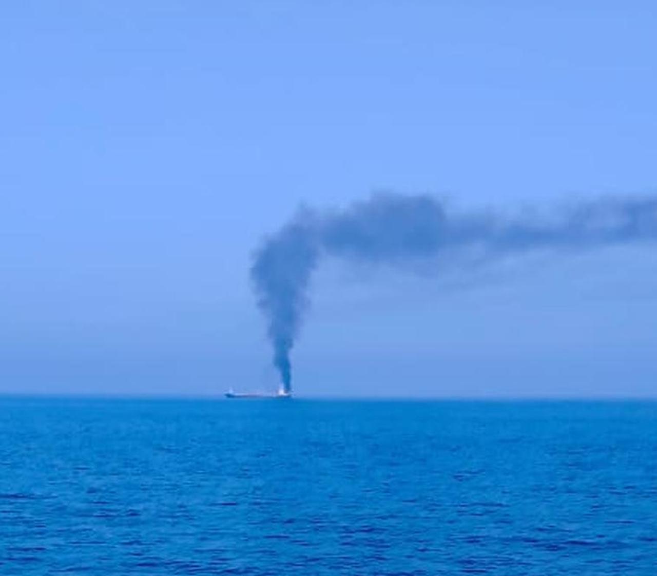 A fire broke out in the engine room of a tanker identified as M.T. Jalveer off the coast of Oman, June 11, 2026. (Photo via X/@FSUIINDIA)