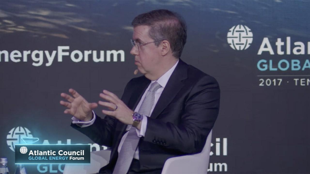 Ahmet Mucahid Oren, Executive Chairman of Ihlas Holding, speaks during the Atlantic Council’s Global Energy Forum in Washington, D.C., on June 10, 2026.