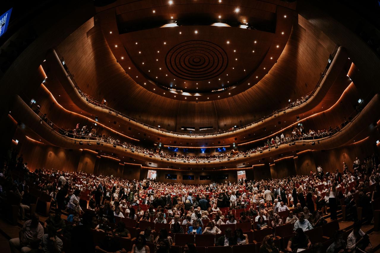 Guests attend the opening concert of the 54th Istanbul Music Festival at Ataturk Cultural Center in Istanbul, Türkiye, June 11, 2026. (Photo by Salih Ustundag)