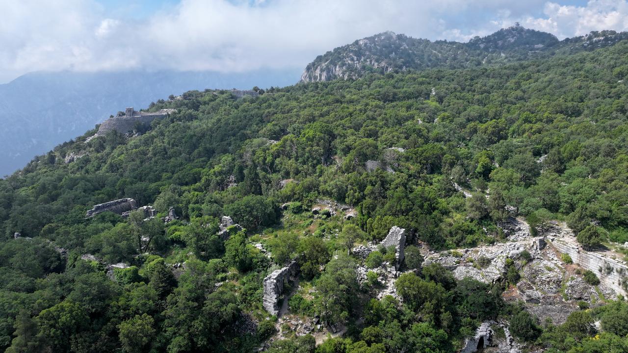 Aerial view of ancient Termessos, located in Gulluk Mountain National Park in Antalya, southern Türkiye. (AA Photo)
