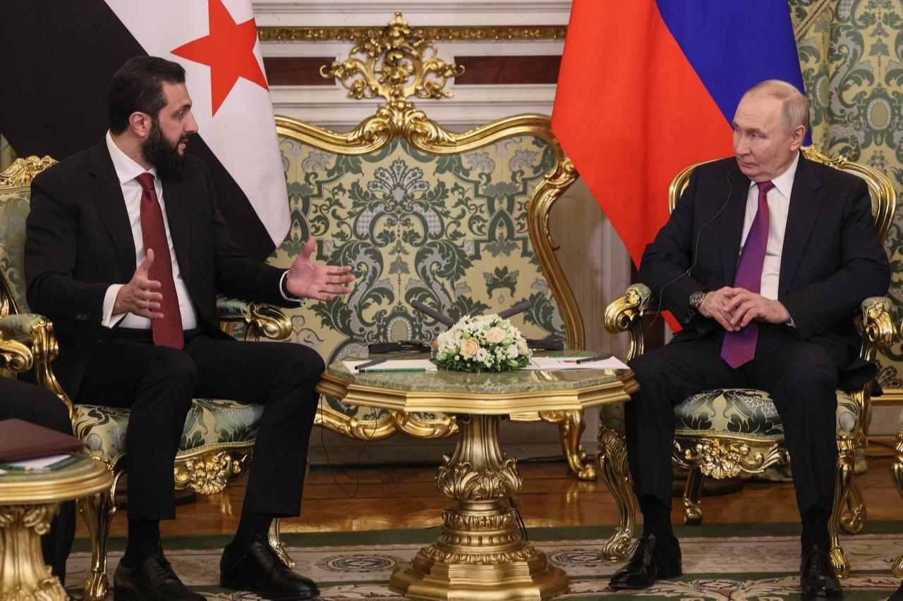 Russian President Vladimir Putin meets with Syria's President Ahmed al-Sharaa at the Kremlin in Moscow, January 28, 2026. (AFP Photo)