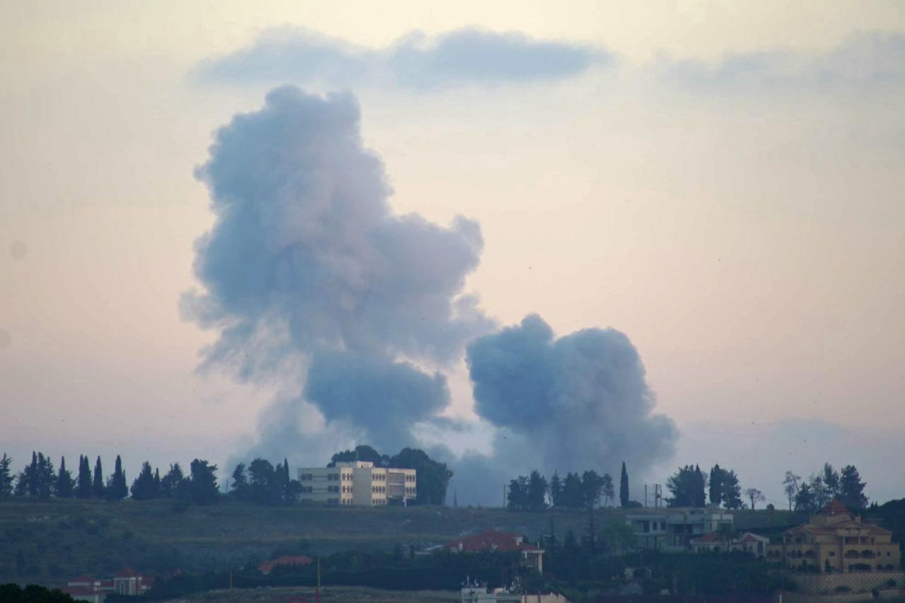 Smoke rises from the site of an Israeli airstrike that targeted the southern Lebanese village of Choukine, June 12, 2026. (AFP Photo)