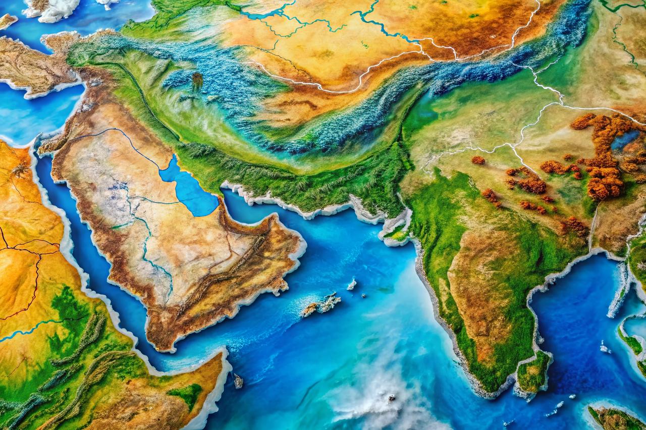 Detailed world map highlighting the Indus River. (Adobe Stock photo)