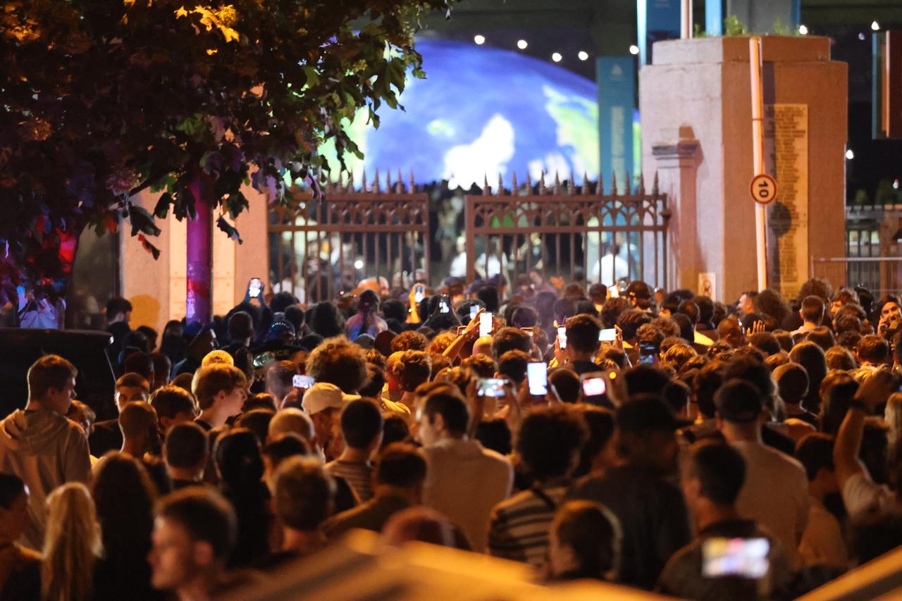 Fans gather outside as Kanye West performs inside the sold-out Boris Paichadze Dinamo Arena in Tbilisi, Georgia, June 12, 2026. (AA Photo)