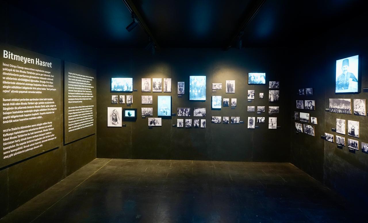 Archival photographs are displayed as part of the “Meskhetian Turks: In the Footsteps of a Lost Exile” exhibition at AKM Art Gallery in Istanbul, Türkiye. (AA Photo)