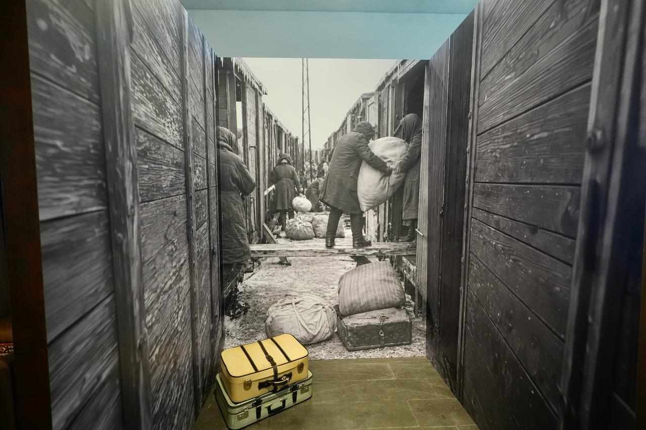A view from the “Meskhetian Turks: In the Footsteps of a Lost Exile” exhibition at AKM Art Gallery in Istanbul, Türkiye. (AA Photo)