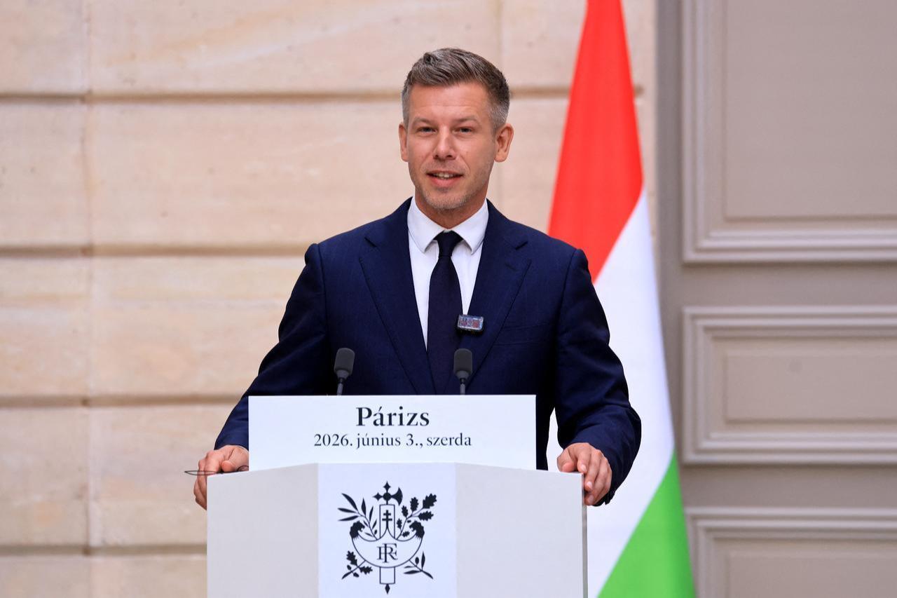 Hungary's Prime Minister Peter Magyar attends a joint press conference after a meeting with France's President at The Elysee Presidential Palace in Paris on June 3, 2026. (AFP Photo)