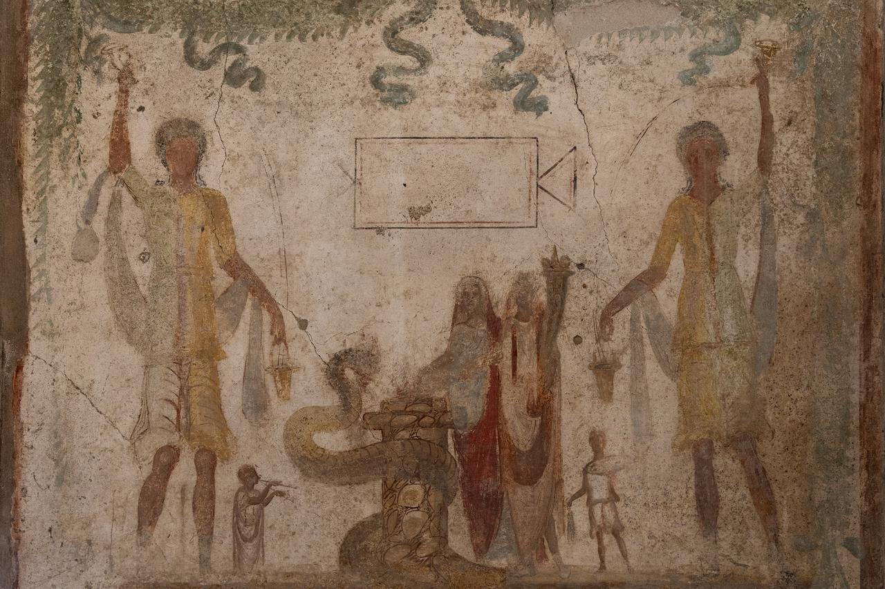 Frescoes inside the House of Julius Polybius open to the public during European Archaeology Days at the archaeological site of Pompeii, Italy, June 12, 2026. (AA Photo)