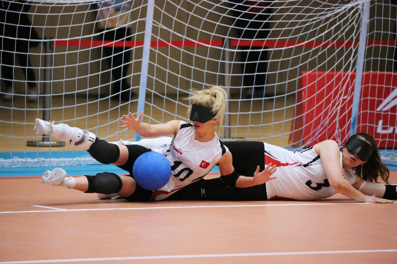 Türkiye's women's goalball players defend their goal during the World Goalball Championship quarterfinal match in Hangzhou, China, June 13, 2026. (AA Photo)