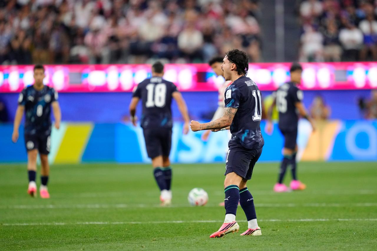 Mauricio of Paraguay (11) celebrates after a goal during the 2026 FIFA World Cup First Stage Group D match between USA and Paraguay at SoFi Stadium (Los Angeles Stadium) in Los Angeles, California, United States, June 12, 2026. (AA Photo)