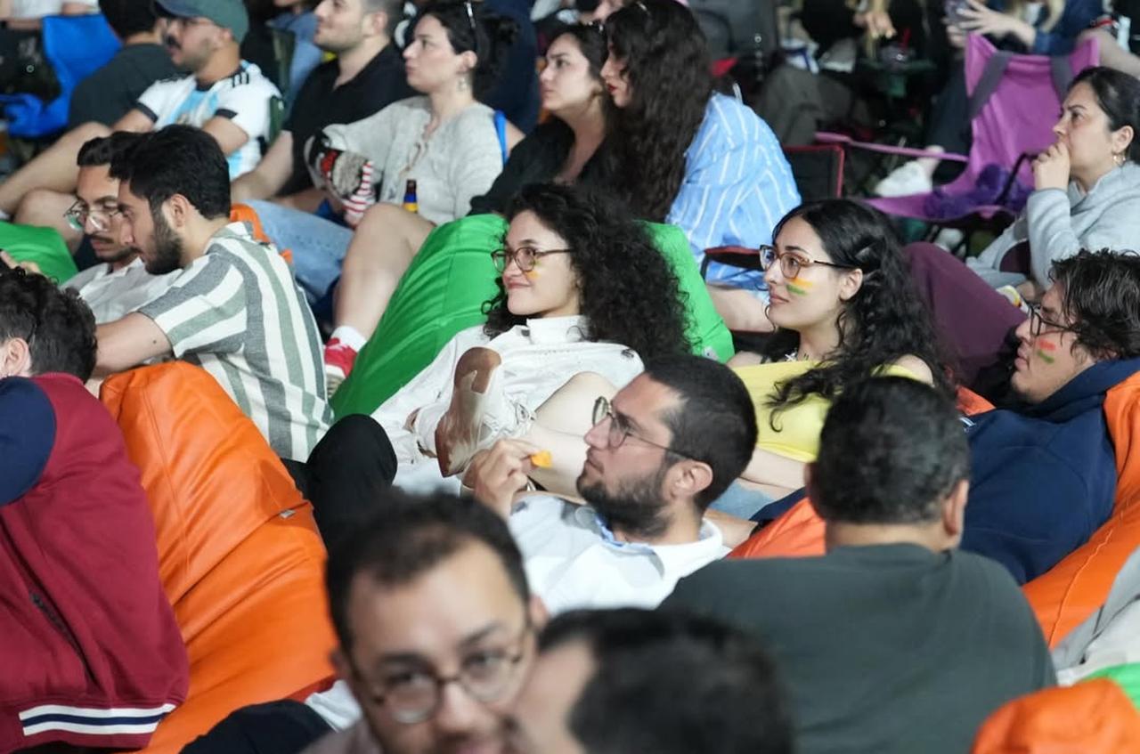 Fans watch a World Cup match in an open-air screening area at Kalamis Ataturk Park in Istanbul, Türkiye. (Photo via Instagram/@kadikoybelediye)