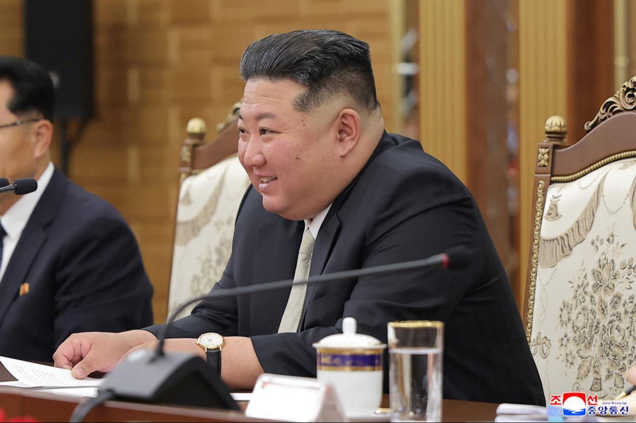 This picture taken on June 8, 2026 and released by North Korea's official Korean Central News Agency (KCNA) on June 9, 2026 shows North Korean leader Kim Jong Un attending a meeting with China's President Xi Jinping at the Kumsusan State Guest House in Pyongyang. (Photo via Korean Central News Agency (KCNA)/HO/AFP)