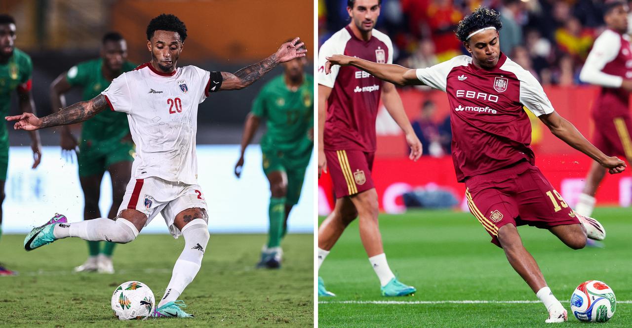 This combination shows Cape Verde's forward #20 Ryan Mendes in Abidjan on January 29, 2024 (L); and Spain's forward #19 Lamine Yamal in Cornella de Llobregat on March 31, 2026. (AFP Photo)
