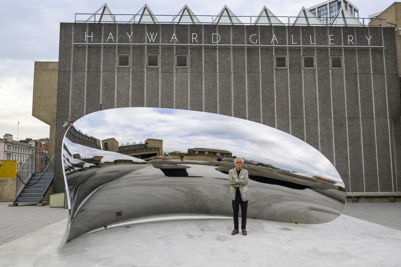 Anish Kapoor poses with installation on display at the Hayward Gallery in London, United Kingdom, on June 15, 2026. (AA Photo)