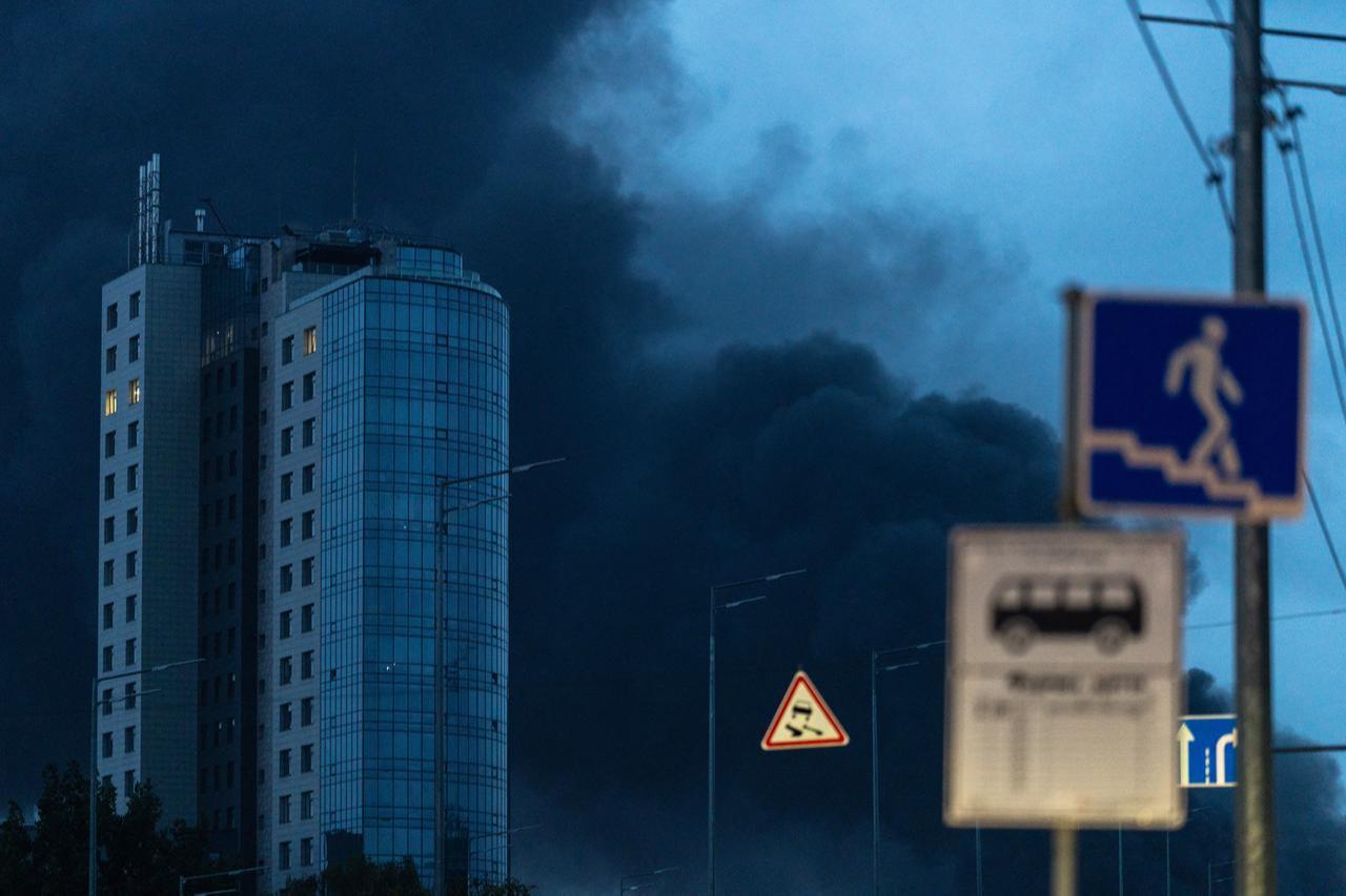 Smoke rises following a Russian missile strike on the Ukrainian capital Kyiv on June 15, 2026. (AFP Photo)