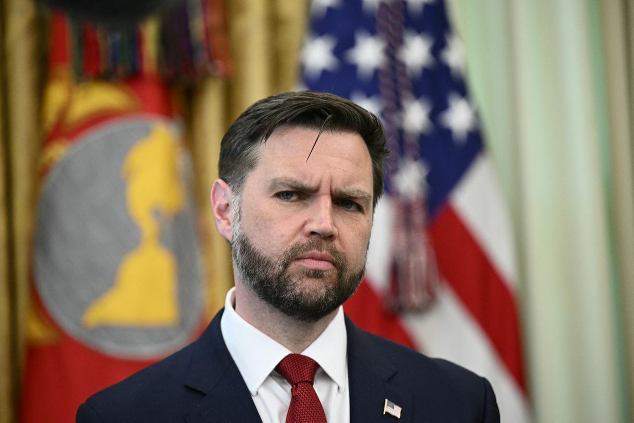 US Vice President JD Vance listens during a meeting at the White House in Washington, DC, April 23, 2026. (AFP Photo)