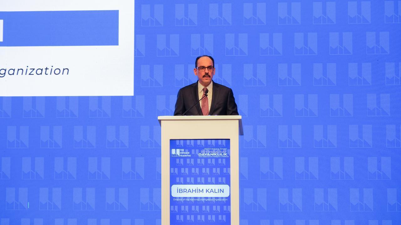 Türkiye's National Intelligence Organization Director Ibrahim Kalin speaking at a panel titled "NATO Ankara Summit: Intelligence and Resilience" in Ankara, June 15, 2026. (AA Photo)