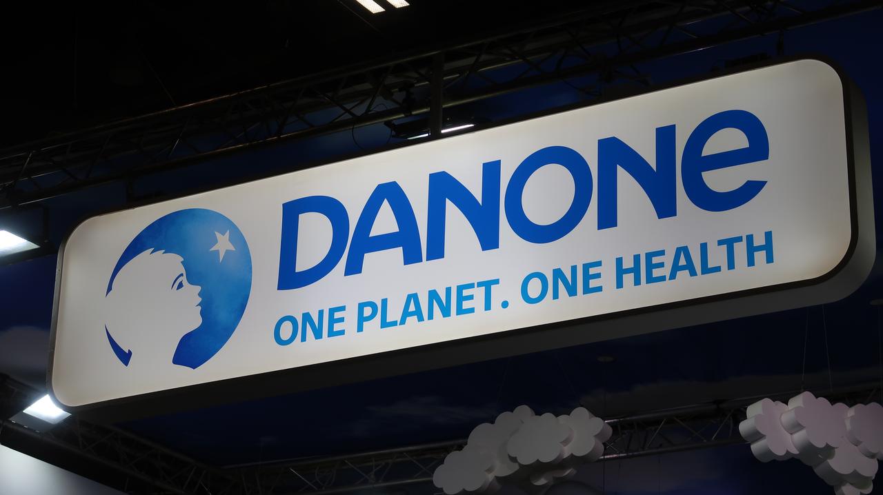 The Danone logo is displayed on a sign  (Adobe Stock Photo)