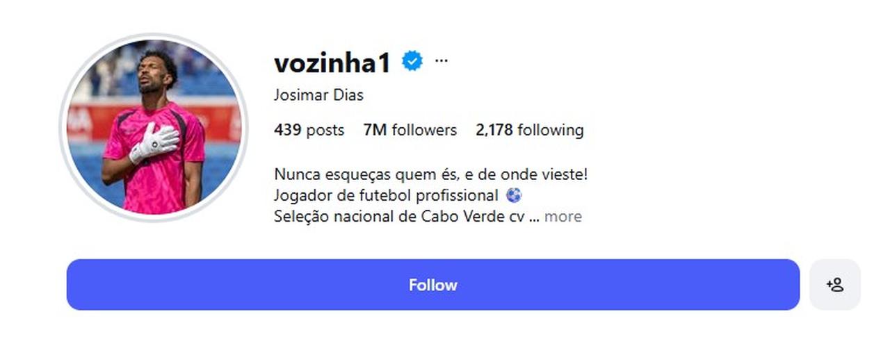 Snapshot of the Cape Verde's goalkeeper Vozinha's instagram page (Photo via Instagram/@vozinha1)