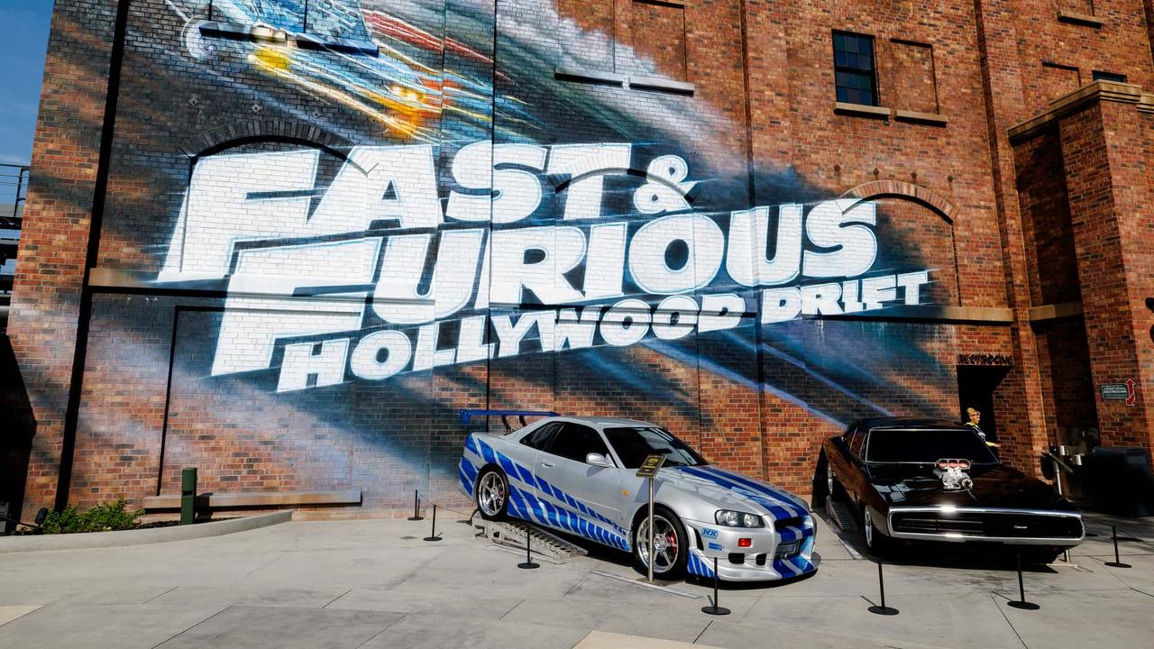 Entrance mural at the "Fast & Furious: Hollywood Drift" First Look At Roller Coaster at Universal Studios Hollywood on March 04, 2026 in Universal City, California (AFP Photo)