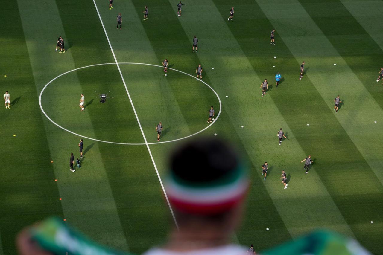 Fans cheer as New Zealand players warm up before the World Cup Group G soccer match between Iran and New Zealand in Inglewood, California, Monday, June 15, 2026. (Photo via X)