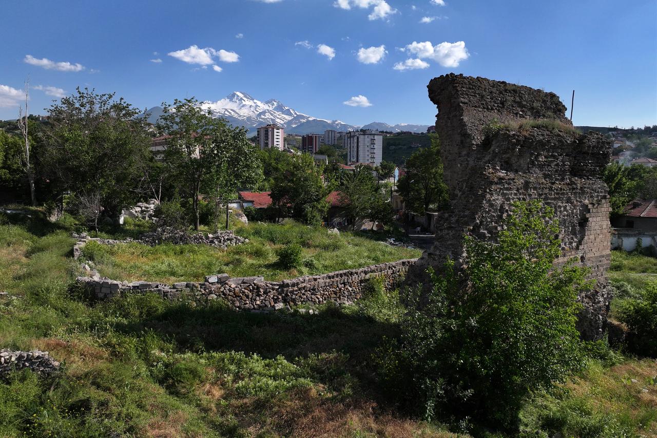 A view shows ancient remains in Kayseri's Battalgazi neighborhood, central Türkiye, where a Roman-era hospital, hippodrome and pagan temple have been identified, June 16, 2026. (AA Photo)