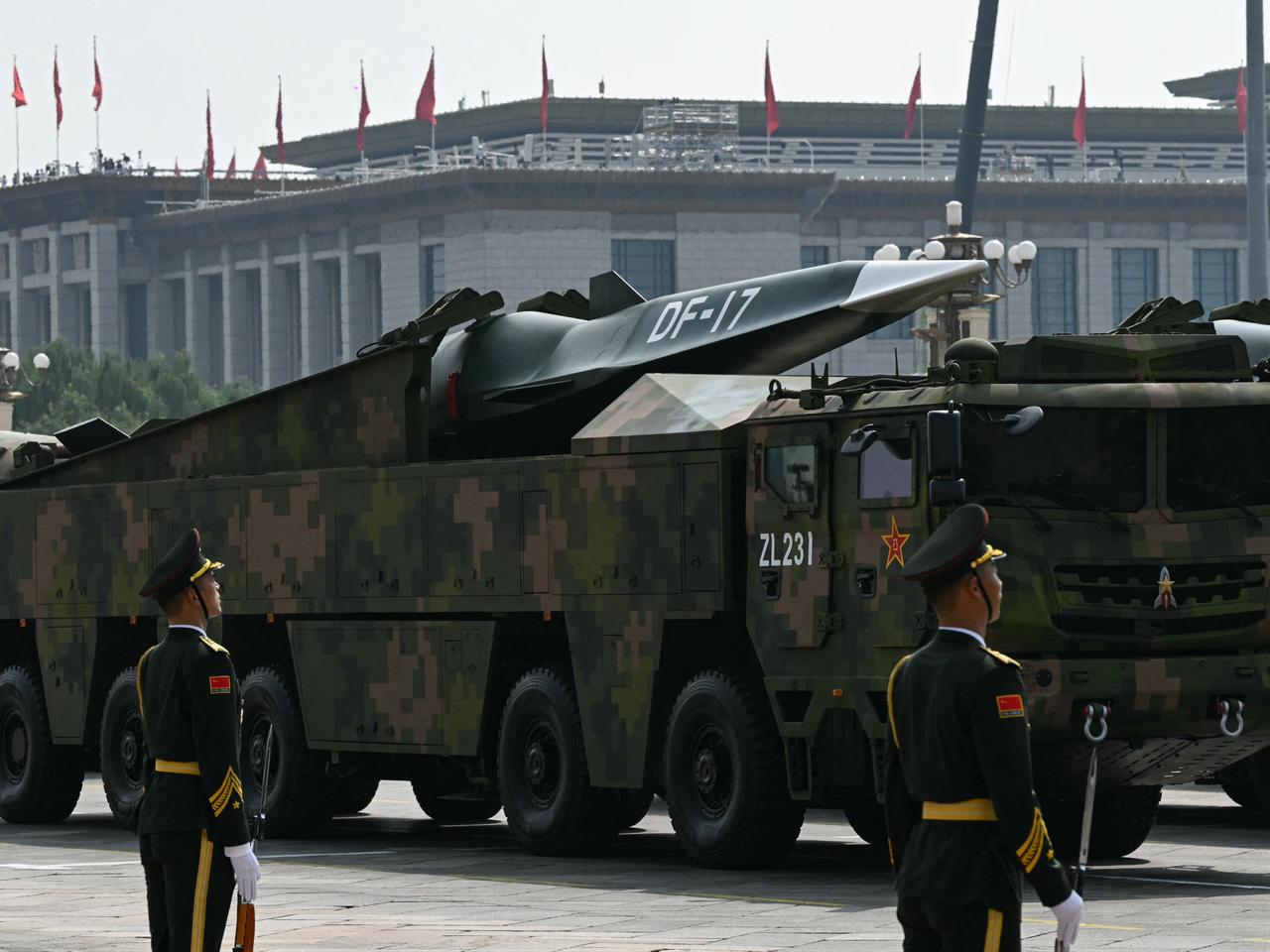 A DF-17 road-mobile medium-range ballistic missile is seen during a military parade marking the 80th anniversary of victory over Japan and the end of World War II, in Beijing's Tiananmen Square, September 3, 2025. (AFP Photo)