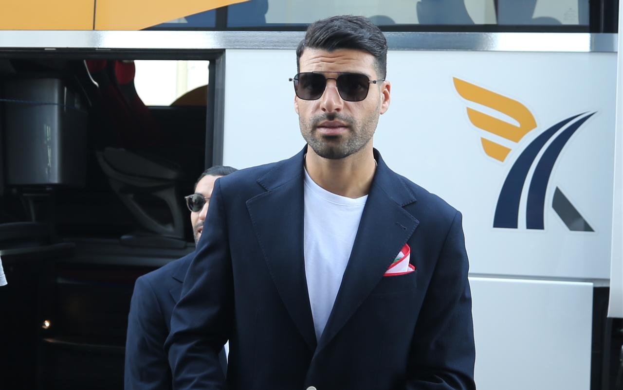Mehdi Torabi of Iran arrives CIP Terminal at Antalya Airport before departing for Tijuana, Mexico as part of Iranian national soccer team's preparations for the 2026 FIFA World Cup after completing its training camp in Antalya, Türkiye, June 6, 2026. (AA Photo)