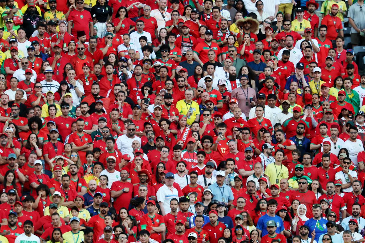 Moroccan fans atttend the 2026 World Cup match between Brazil and Morocco on June 13, 2026. (AFP Photo)