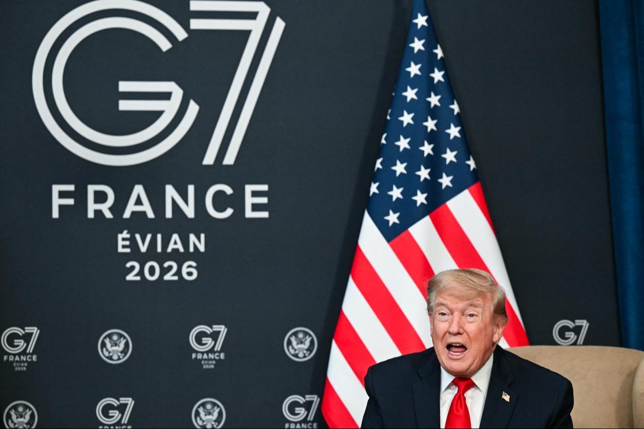 US President Donald Trump attends a bilateral meeting with Qatar's Emir on the sidelines of the G7 summit in Evian, eastern France, June 16, 2026. (AFP Photo)